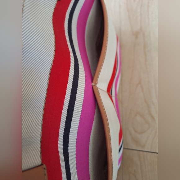Kate Spade New York Oak Island Stripe tote bag 17 x 11 BEAUTIFUL PINK BAG - Picture 13 of 16